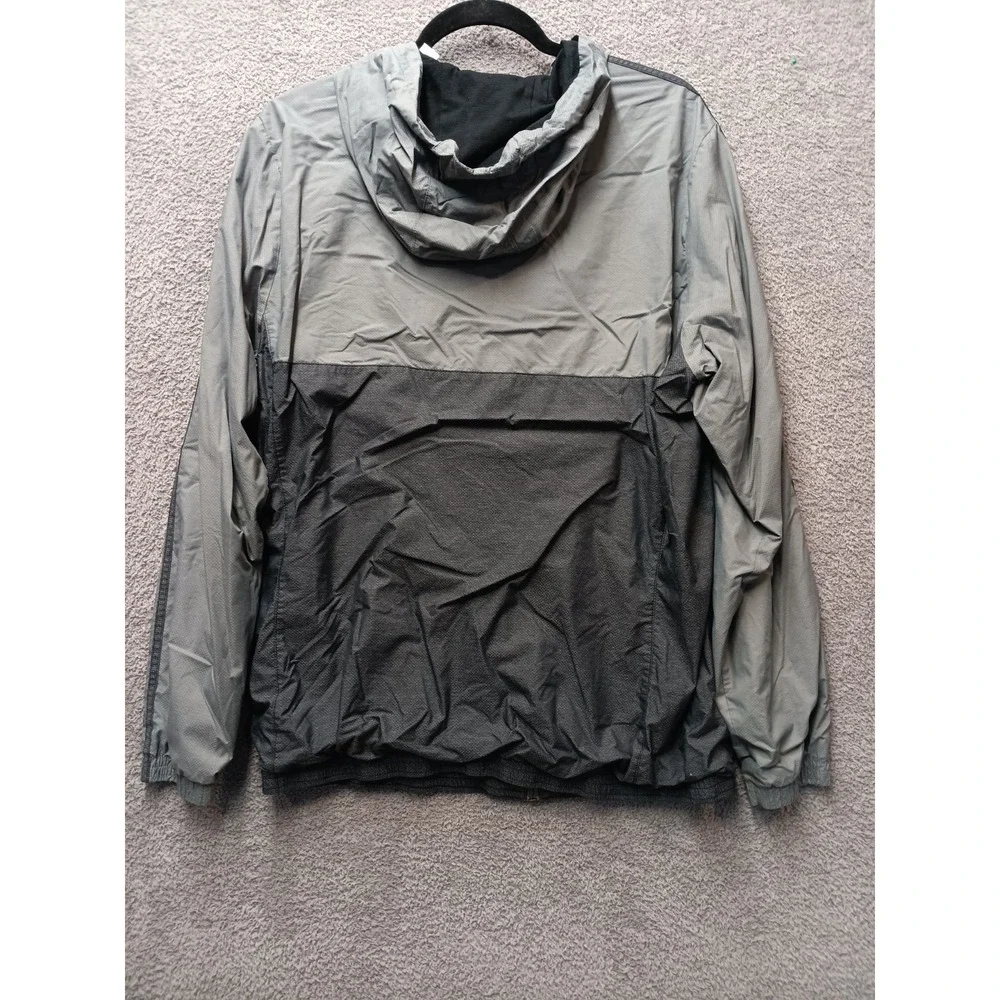 Adidas Men's Hooded Windbreaker Jacket Gray Black Size‎ L Lightweight Lined